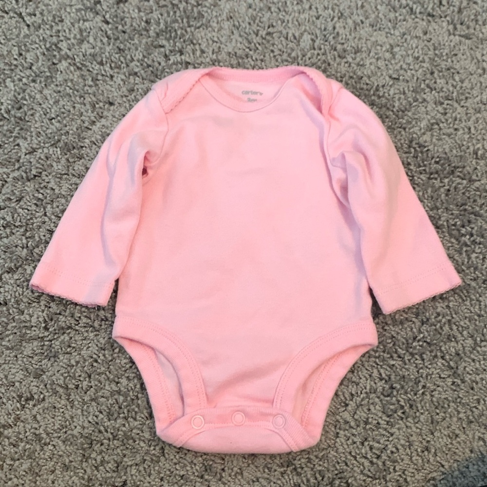 Carter’s Pink Long Sleeve Onesie Size 3M EUC